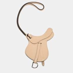 Hermes Beige Swift Leather Paddock Selle Horse Saddle Bag Charm