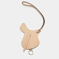 Hermes Beige Swift Leather Paddock Selle Horse Saddle Bag Charm