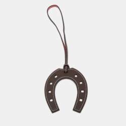 Hermes Marron Fonce/Brique Swift Leather Paddock Fer a Cheval Bag Charm