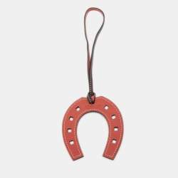 Hermes Marron Fonce/Brique Swift Leather Paddock Fer a Cheval Bag Charm