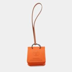 Hermes Feu/Gold Milo Lambskin and Swift Leather Shopping Bag Charm 
