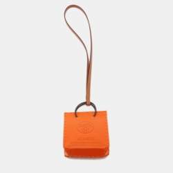Hermes Feu/Gold Milo Lambskin and Swift Leather Shopping Bag Charm 