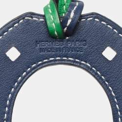 Pre Owned Hermès Bambou/Deep Blue Swift Leather Paddock Fer a Cheval Bag Charm