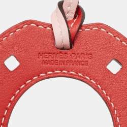 Hermes Rose Sakura/Vermillion Swift Leather Paddock Fer a Cheval Bag Charm