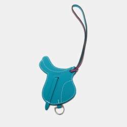 Hermès  Anemone/Bleu Izmir Swift Leather Paddock Selle Horse Saddle Bag Charm