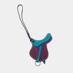 Hermès  Anemone/Bleu Izmir Swift Leather Paddock Selle Horse Saddle Bag Charm