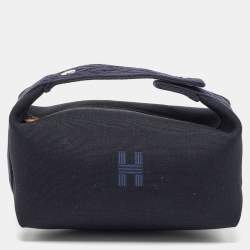Hermes Bleu Nuit Canvas Small Bride-A-Brac Pouch