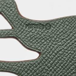 Hermès Taupe/Vert Anglais Epsom and Togo Leather Petit H Fawn Bag Charm