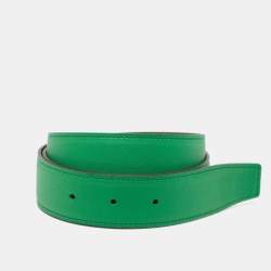 Pre Owned Hermès Etain/Bambou Epsom and Swift Leather Reversible Belt Strap Size 95CM