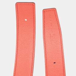 Hermès Rouge Casaque/Rose Jaipur Epsom and Swift Leather Reversible Belt Strap Size 100CM