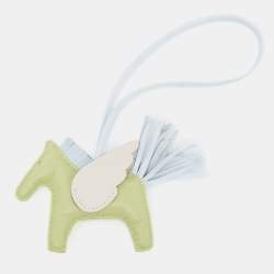 Pre Owned Hermes Jaune Bourgeon/Bleu Brume Milo Leather GriGri Rodeo Pegase Bag Charm PM