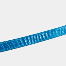 Pre Owned Hermès Bleu Izmir/Gold Crocodile Porosus and Swift Belt 100CM