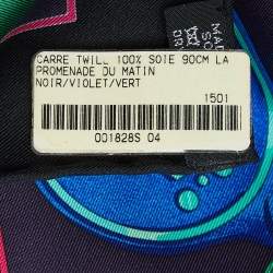 Pre Owned Hermes Black La Promenade du Matin Silk Scarf
