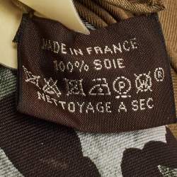 Pre Owned Hermès Khaki Green Print Silk Lazy Leopardesses Square Scarf