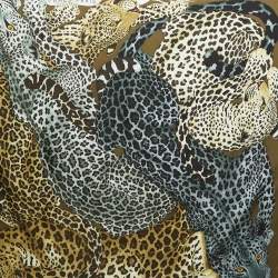 Pre Owned Hermès Khaki Green Print Silk Lazy Leopardesses Square Scarf