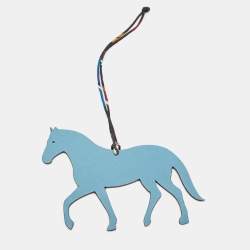 Hermès  Bleu Jean/Rouge Garance Epsom and Togo Leather Petit H Horse Bag Charm