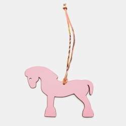 Pre Owned Hermès Rose Confetti/Etain Epsom and Togo Leather Petit H Hermy Horse Bag Charm