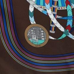 Pre Owned Hermès Brown Print Silk Le Laboratoire Du Temps Square Scarf