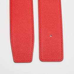 Hermes Rouge Casaque/Rose Jaipur Epsom Leather Reversible Belt Strap 95 CM