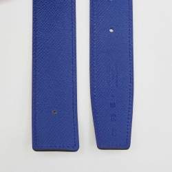 Hermes Rouge H//Blue Electric Swift and Epsom Leather Reversible Belt Strap 95 CM