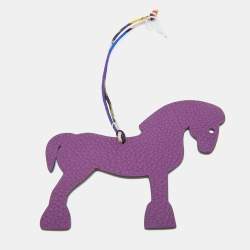Pre Owned Hermès Colvert/Anemone Epsom and Togo Leather Petit H Hermy Horse Bag Charm