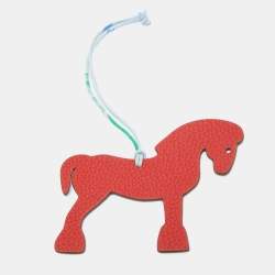 Pre Owned Hermès Bleu du Nord/Rouge de Coeur Epsom and Togo Leather Petit H Hermy Horse Bag Charm