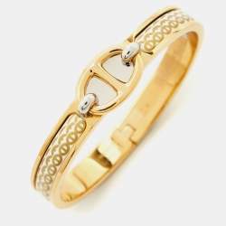 Hermes Mini Clic Clac Chain D'Ancre Enamel Gold Plated Bracelet