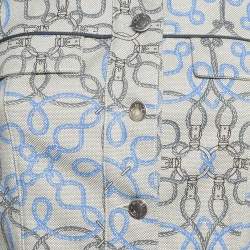 Hermès Grey Printed Canvas Robe Sans Manche Dress M