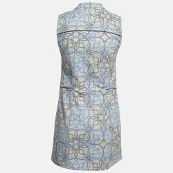 Hermès Grey Printed Canvas Robe Sans Manche Dress M