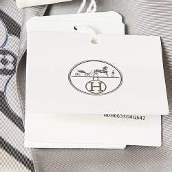 Hermès Grey Printed Silk Bride de Cour Remix Asymmetric Top L