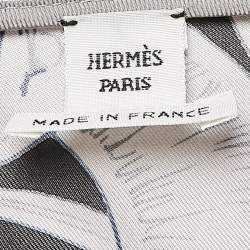 Hermès Grey Printed Silk Bride de Cour Remix Asymmetric Top L