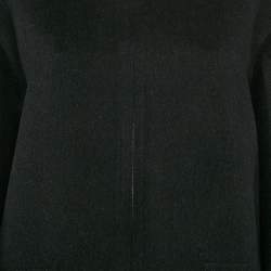 Hermès Black Wool Blend Zip-Up Cape Coat L