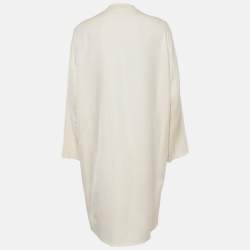 Hermès Ecru White Cashmere Mid-Length Coat L