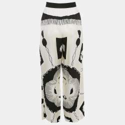 Hermès Multicolor Printed Silk Wide Leg Trousers M