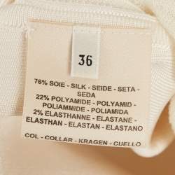 Pre Owned Hermes Off-White Silk Blend Knit Ruffled Playsuit S