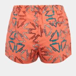 Hermès Rose Sorbet Orange Tatersales Print Nylon Beach Shorts S