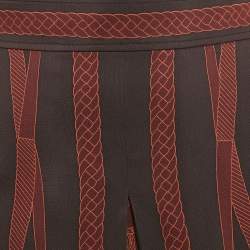 Hermès Brown Les Tambour Drum Print Silk Short Skirt M