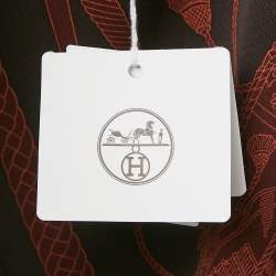 Hermès Brown Les Tambour Drum Print Silk Short Skirt M