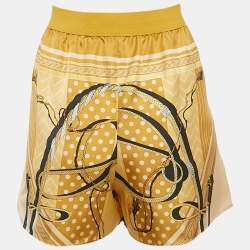 Pre Owned Hermès Mustard Yellow Scarf Print Shorts M