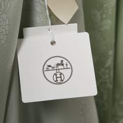 Pre Owned Hermès Green Printed Silk Belted Maxi Dress M
