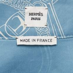 Hermès Blue Cotton Eperon d'Or Finesse Zipped Dress M