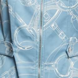 Hermès Blue Cotton Eperon d'Or Finesse Zipped Dress M
