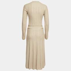 Hermès Grey Beige Maille Torsades Midi Dress S