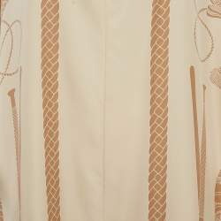 Pre Owned Hermes Beige Les Tambours Print Silk Tunic Midi Dress M