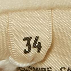 Pre Owned Hermes Cream Cashmere Zip Up Mid Length Coat S