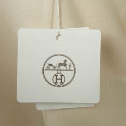 Pre Owned Hermes Cream Cashmere Zip Up Mid Length Coat S
