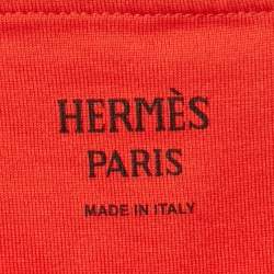 مملوكة مسبقًا Hermès Red Pocket Embroidered Jersey T-Shirt Dress L