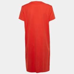 مملوكة مسبقًا Hermès Red Pocket Embroidered Jersey T-Shirt Dress L