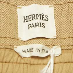 مملوكة مسبقًا بنطلون هيرميس دنيم شيفرون بيج كاروت مقاس وسط (ميديم)