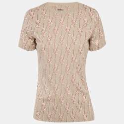 مملوكة مسبقًا Hermes Beige Chain Link Printed Cotton Knit T-Shirt M